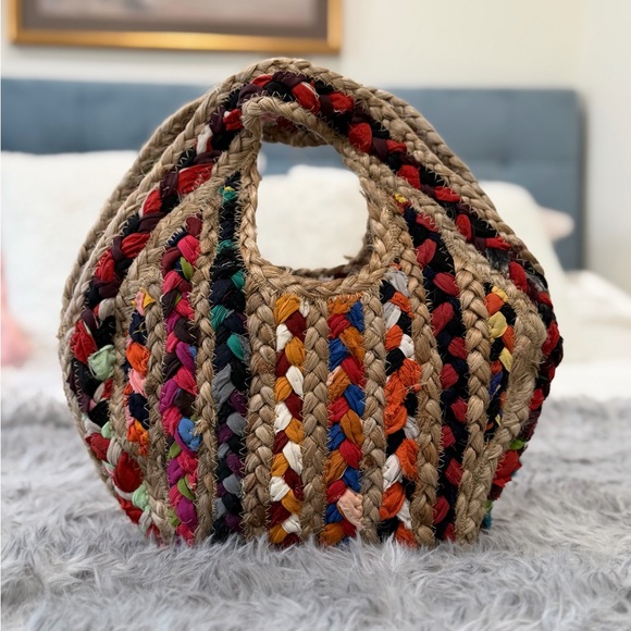 Magid Handbags - Magid Bags Multi Color Woven Straw Jute Tote Handbag